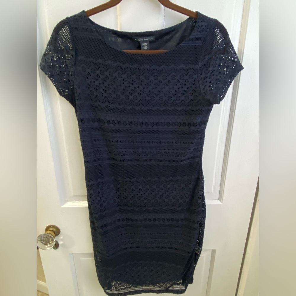 Banana Republic Navy Lace Mini Dress